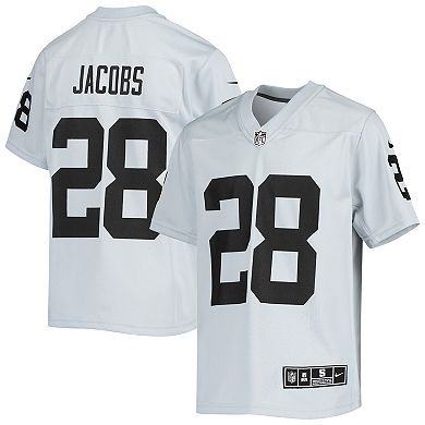 Youth Nike Josh Jacobs Silver Las Vegas Raiders Inverted Team Game Jersey