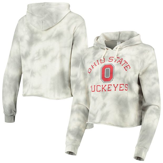 Nfl Philadelphia Eagles Girls' Gray Tie-dye Crop Hooded Sweatshirt