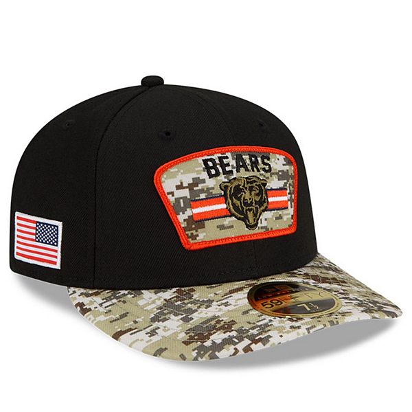 Men's New Era Black/Camo Chicago Bears 2021 Salute To Service Low Profile  59FIFTY Fitted Hat