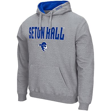 Men's Colosseum Heathered Gray Seton Hall Pirates Arch & Logo 3.0 Pullover Hoodie