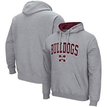 Men's Colosseum Heathered Gray Mississippi State Bulldogs Arch & Logo 3.0 Pullover Hoodie
