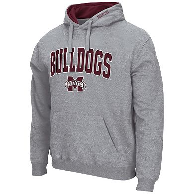 Men's Colosseum Heathered Gray Mississippi State Bulldogs Arch & Logo 3.0 Pullover Hoodie