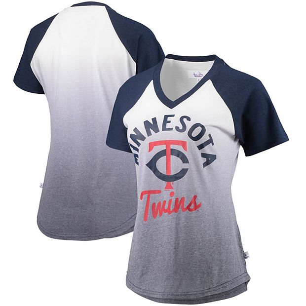 Touch Women's Navy, White New York Yankees Shortstop Ombre Raglan V-Neck T-Shirt - Navy, White