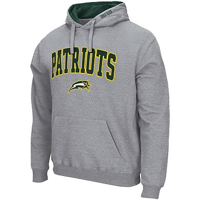 Men's Colosseum Heathered Gray George Mason Patriots Arch & Logo 3.0 Pullover Hoodie
