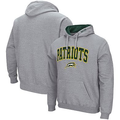 Men's Colosseum Heathered Gray George Mason Patriots Arch & Logo 3.0 Pullover Hoodie