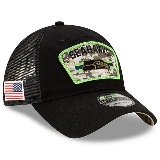 Youth New Era Black/Camo Seattle Seahawks 2021 Salute To Service Trucker  9TWENTY Snapback Adjustable Hat