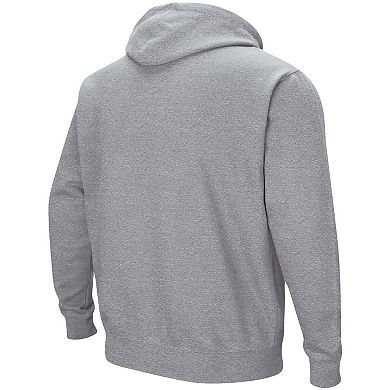 Men's Colosseum Heathered Gray UMass Minutemen Arch and Logo Pullover Hoodie