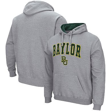Men's Colosseum Heathered Gray Baylor Bears Arch & Logo 3.0 Pullover Hoodie