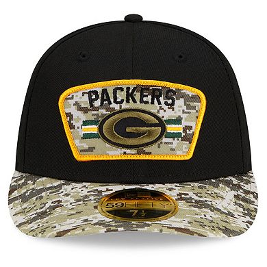 Men's New Era Black/Camo Green Bay Packers 2021 Salute To Service Low Profile 59FIFTY Fitted Hat