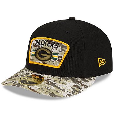 Men's New Era Black/Camo Green Bay Packers 2021 Salute To Service Low Profile 59FIFTY Fitted Hat