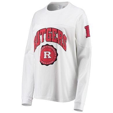 Women's Pressbox White Rutgers Scarlet Knights Edith Long Sleeve T-Shirt