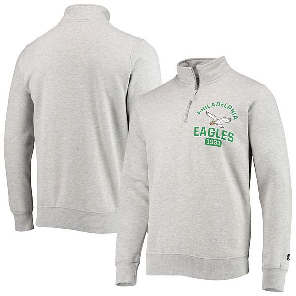 Men's Starter Gray Philadelphia Eagles Throwback Heisman Quarter-Zip Jacket