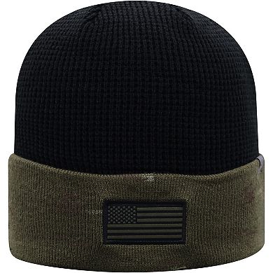 Men's Top of the World Olive/Black Nebraska Huskers OHT Military Appreciation Skully Cuffed Knit Hat