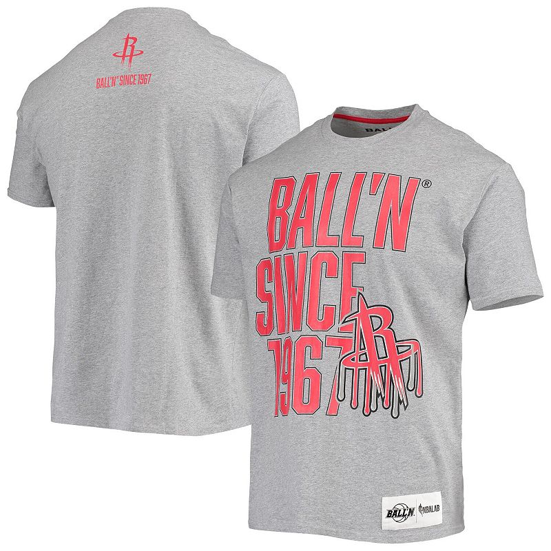 Mens BALLN Heathered Gray Houston Rockets Since 1967 T-Shirt, Size: XL, R