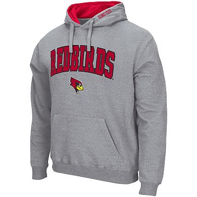 Men's Colosseum Heathered Gray Illinois State Redbirds Arch & Logo 3.0 Pullover Hoodie