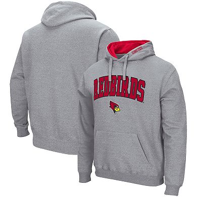 Men's Colosseum Heathered Gray Illinois State Redbirds Arch & Logo 3.0 Pullover Hoodie