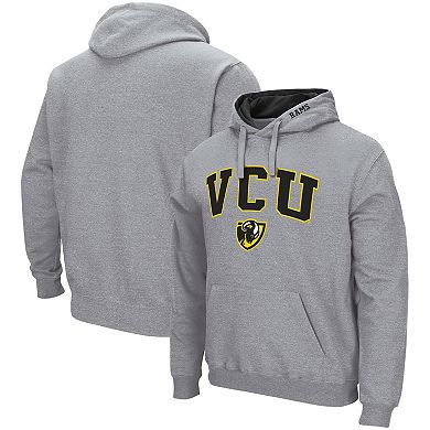 Men's Colosseum Heathered Gray VCU Rams Arch and Logo Pullover Hoodie