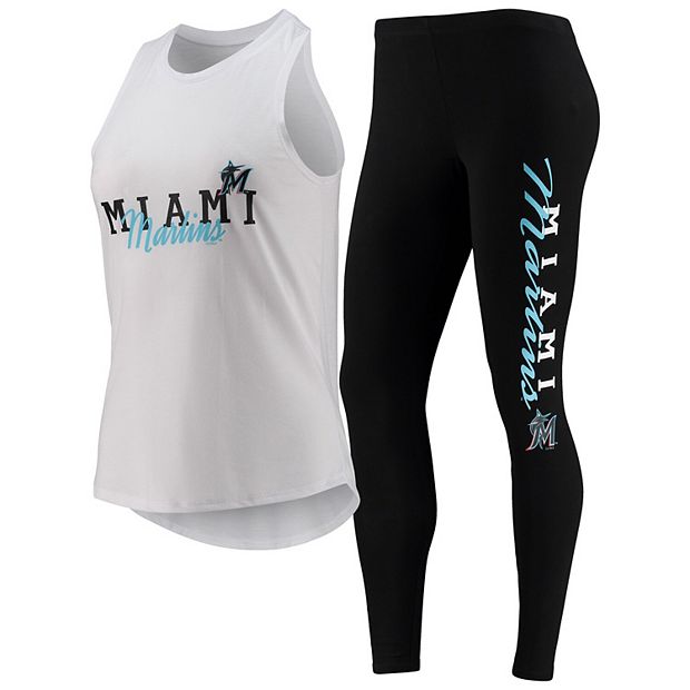 Women's Concepts Sport White/Black Miami Marlins Sonata Tank Top & Leggings  Set