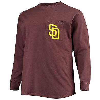 Men's Fanatics Branded Brown San Diego Padres Big & Tall Solid Back Hit Long Sleeve T-Shirt