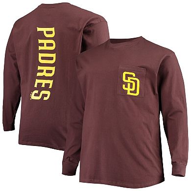 Men's Fanatics Branded Brown San Diego Padres Big & Tall Solid Back Hit Long Sleeve T-Shirt