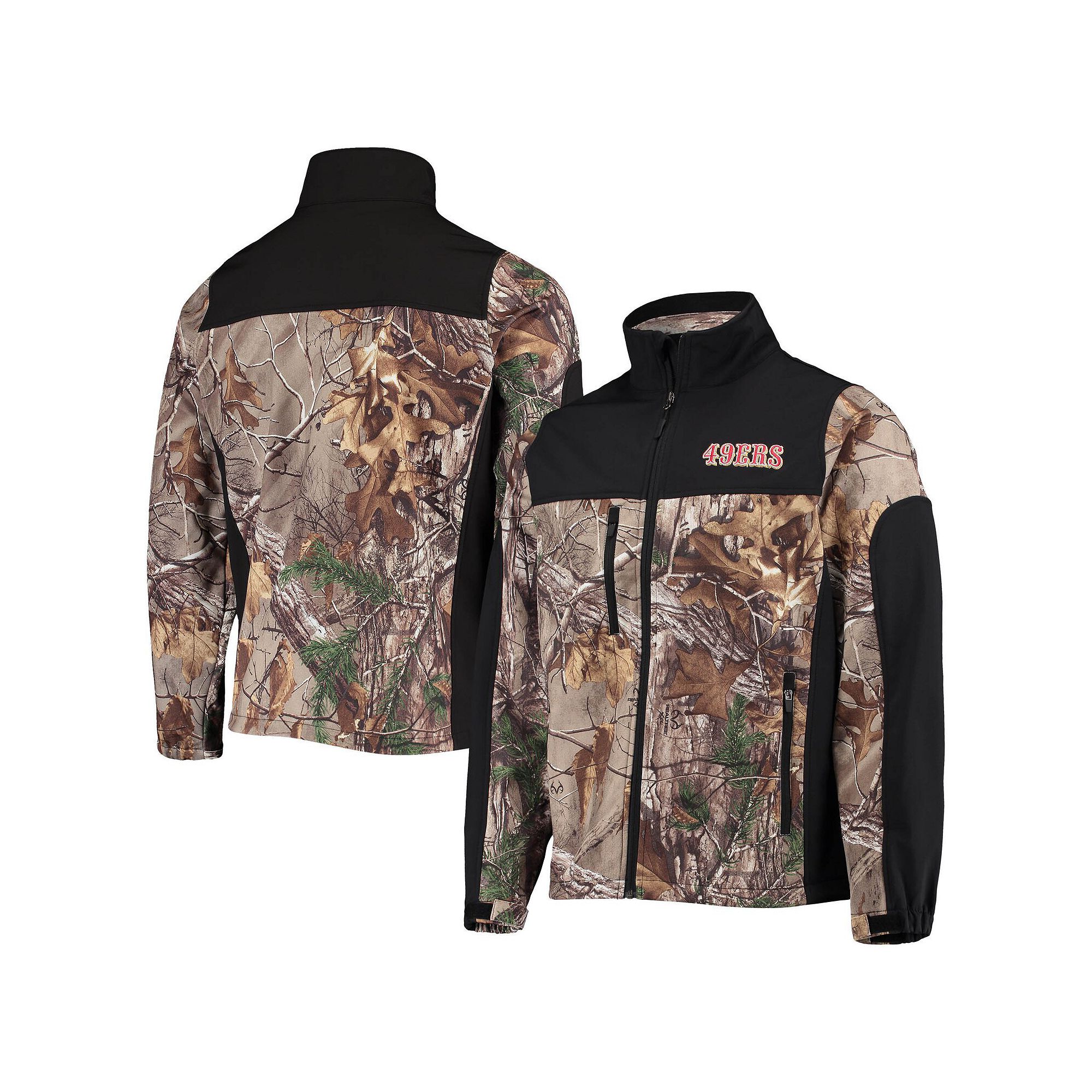Mens Dunbrooke Realtree Camo/Black San Francisco 49ers Hunter Softshell Fu