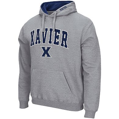 Men's Colosseum Heathered Gray Xavier Musketeers Arch and Logo Pullover Hoodie