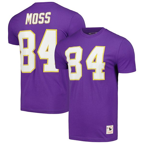 Men's Mitchell & Ness Randy Moss Purple Minnesota Vikings 40th Anniversary  Retired Player Logo Name & Number T-Shirt