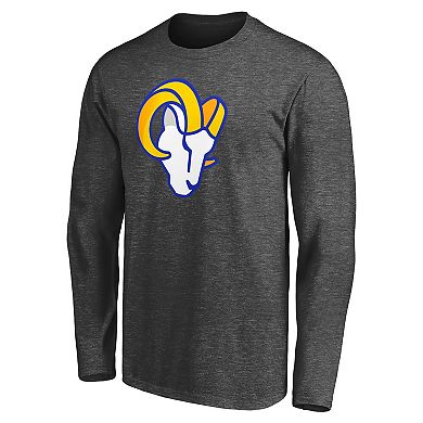 Men's Fanatics Branded Heathered Charcoal Los Angeles Rams Big & Tall Primary Logo Long Sleeve T-Shirt