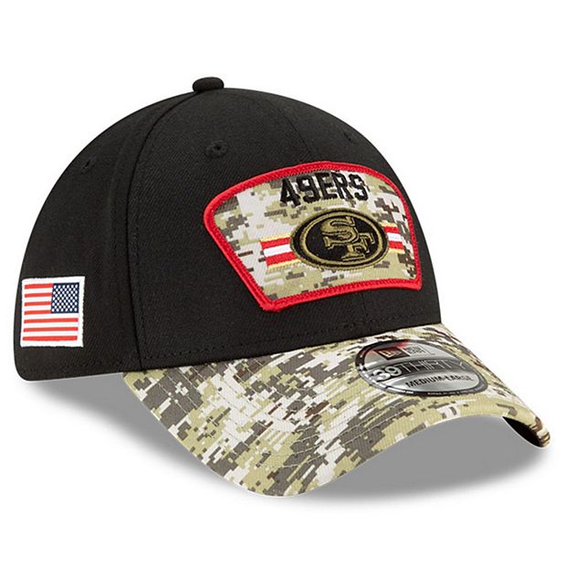 Men's New Era Black/Camo San Francisco 49ers 2021 Salute To Service  39THIRTY Flex Hat