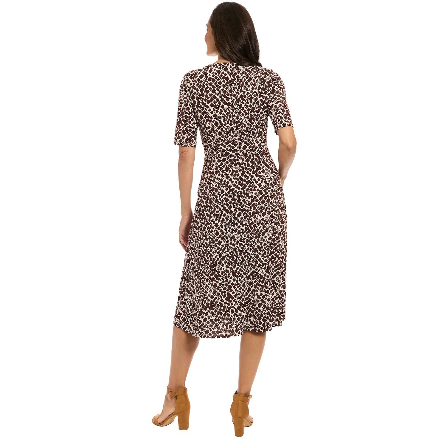 London Times Women's Short-Sleeve Midi Dress - Black - Size 8