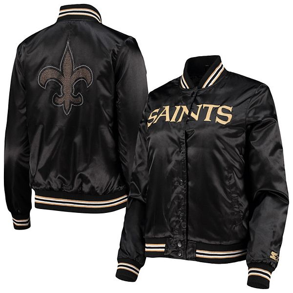 New Orleans Saints Varsity Jacket Casual Snap Button Up Jacket Coat  Sportswear