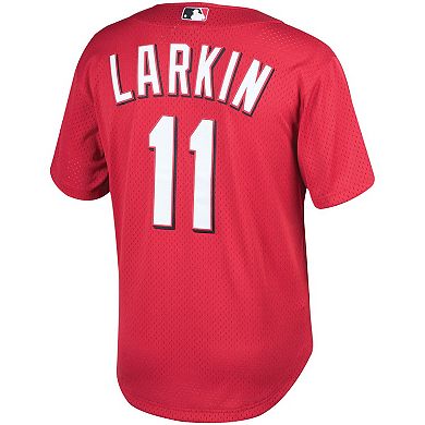Men's Mitchell & Ness Barry Larkin Red Cincinnati Throwback Reds Cooperstown Mesh Batting Practice Jersey