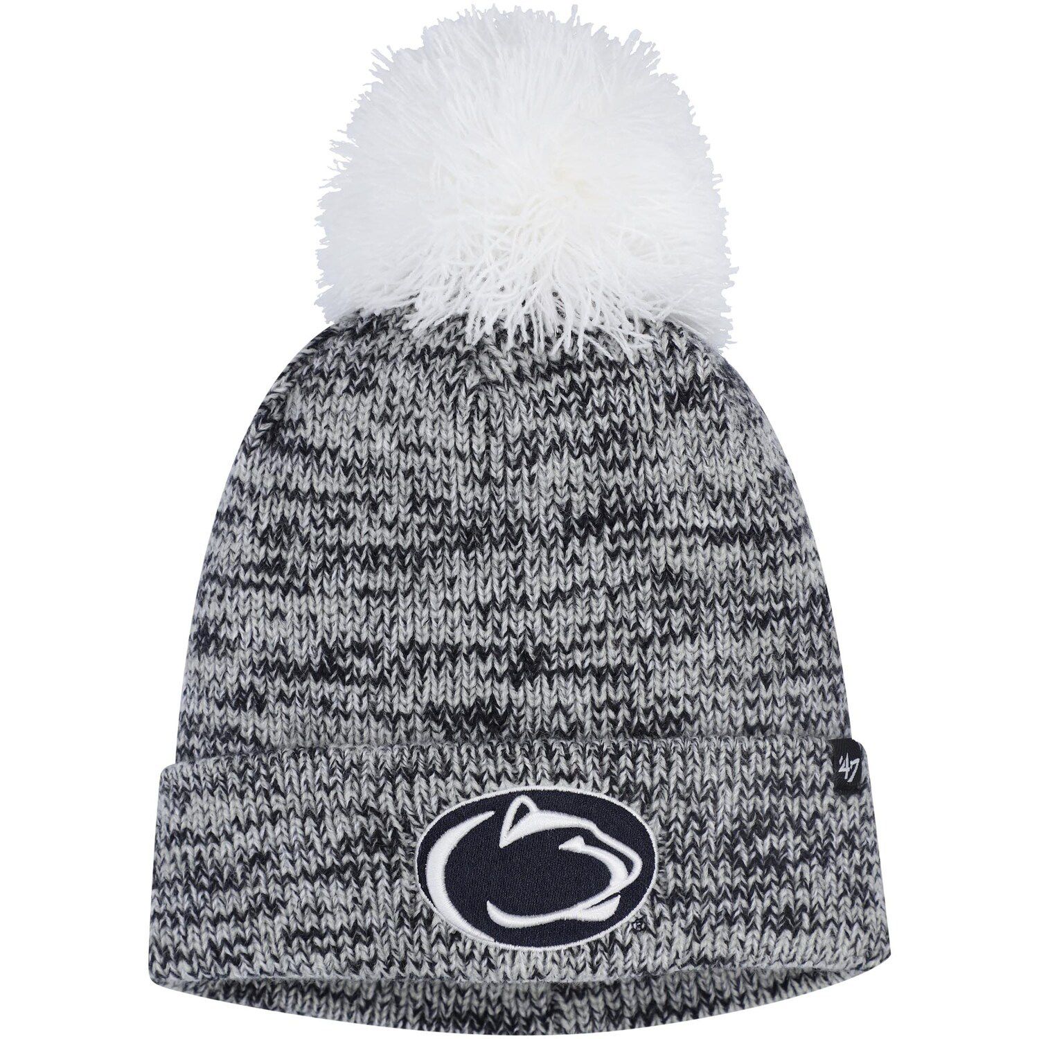 Image for Unbranded Women's '47 Navy Penn State Nittany Lions Triple Cross Cuffed Knit Hat with Pom at Kohl's.