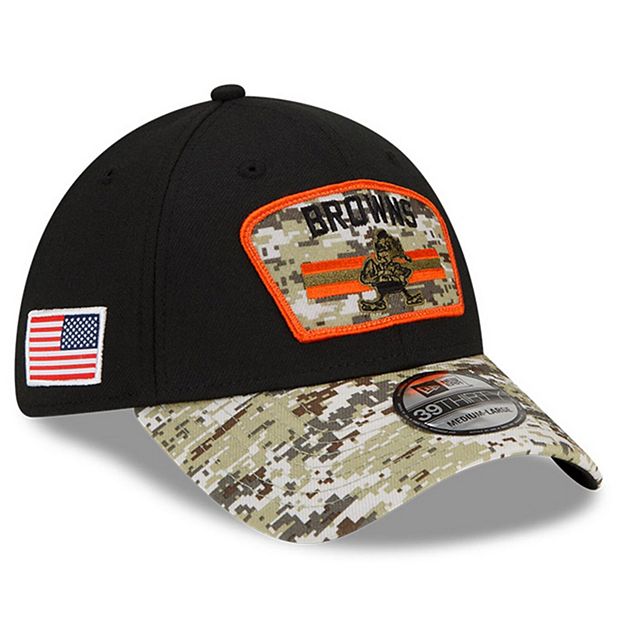 Cleveland Browns Camo Flag Patch NFL NEW ERA 39Thirty Stretch Fit Hat Cap  L/XL