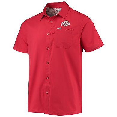 Men's Columbia PFG Scarlet Ohio State Buckeyes Slack Tide Camp Button-Up Shirt