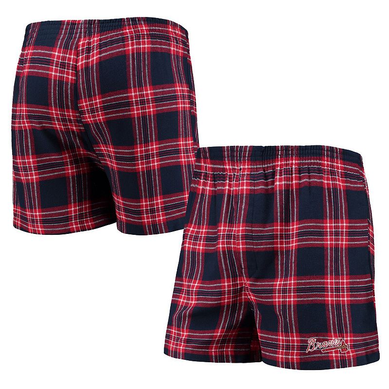 Mens Concepts Sport Navy/Red Atlanta Braves Takeaway Flannel Boxers, Size: