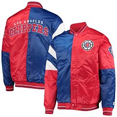 Men's Mitchell & Ness Red/Royal LA Clippers Hardwood Classics Highlight  Reel Windbreaker Half-Zip Hoodie Jacket