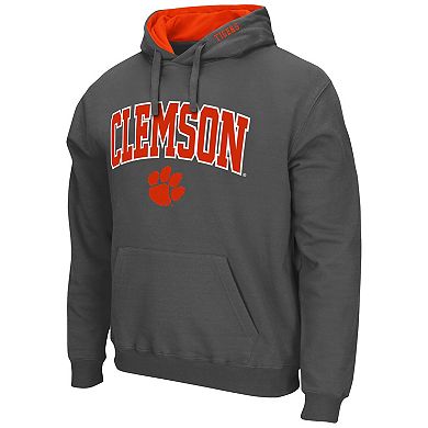 Men's Colosseum Charcoal Clemson Tigers Arch & Logo 3.0 Pullover Hoodie
