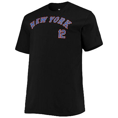 Men's Francisco Lindor Black New York Mets Big & Tall Name & Number T-Shirt