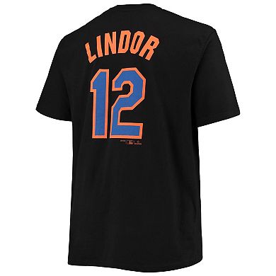 Men's Francisco Lindor Black New York Mets Big & Tall Name & Number T-Shirt