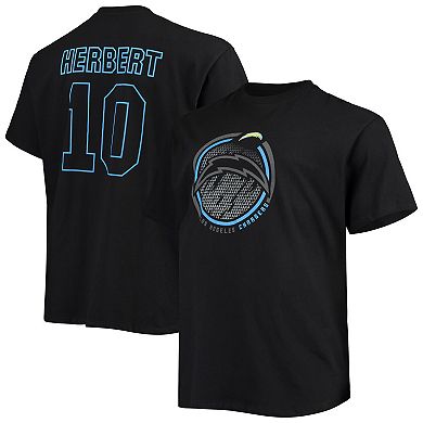 Men's Fanatics Branded Justin Herbert Black Los Angeles Chargers Big & Tall Color Pop Name & Number T-Shirt