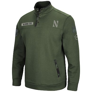 Men's Colosseum Olive Northwestern Wildcats OHT Military Appreciation Digital Camo Quarter-Snap Jacket
