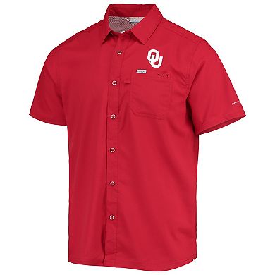 Men's Columbia PFG Crimson Oklahoma Sooners Slack Tide Camp Button-Up Shirt