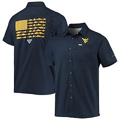 Men's Colosseum Blue West Virginia Mountaineers Realtree Aspect Charter Full-Button Fishing Shirt Size: Medium