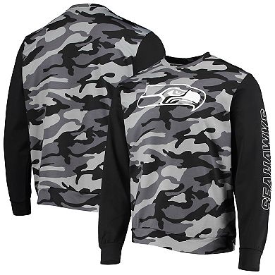Men's FOCO Black Seattle Seahawks Camo Long Sleeve T-Shirt