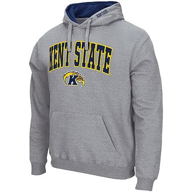 Men's Colosseum Heathered Gray Kent State Golden Flashes Arch and Logo Pullover Hoodie
