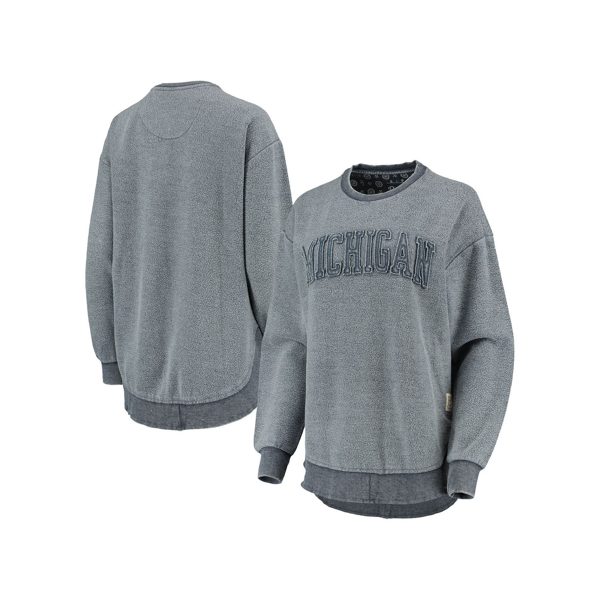 Womens Pressbox Navy Michigan Wolverines Ponchoville Pullover Sweatshirt, 