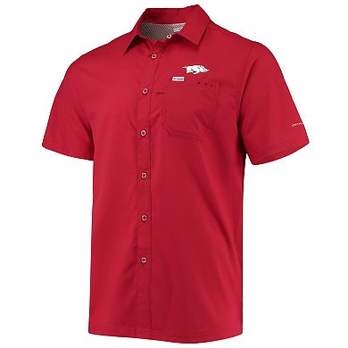 Men's Columbia PFG Cardinal Arkansas Razorbacks Slack Tide Camp Button-Up Shirt