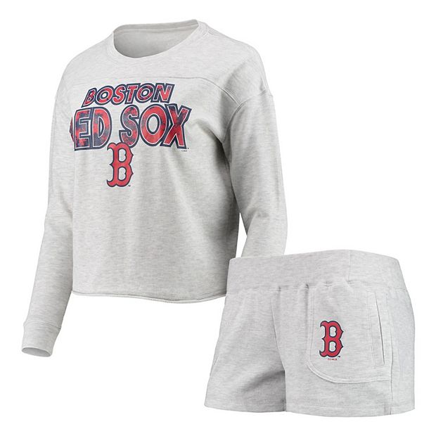 Women's Concepts Sport Heathered Gray Boston Red Sox Crossfield Long Sleeve  T-Shirt & Shorts Sleep