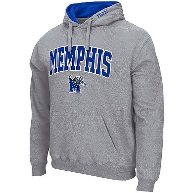 Men's Colosseum Heathered Gray Memphis Tigers Arch and Logo Pullover Hoodie
